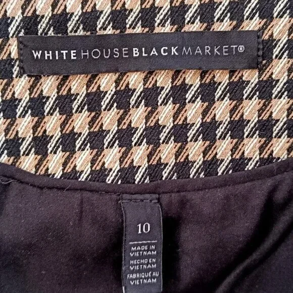 White House Black Market Houndstooth Full Zip Blazer Jacket - Picture 5 of 8